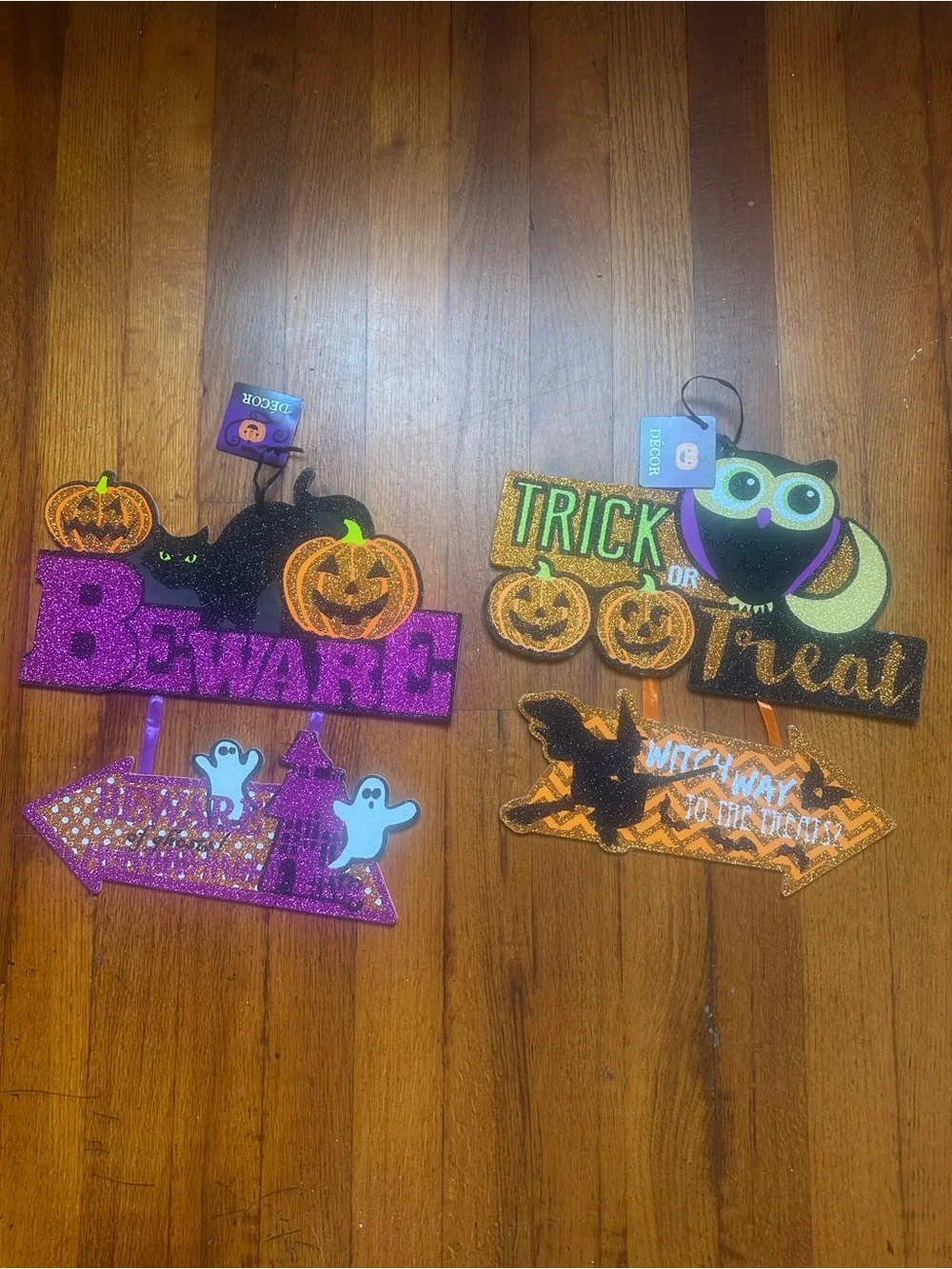 Halloween BEWARE OF THE GHOST ,TRICK OR TREAT Wall Door Hanging Sign 12 X 12